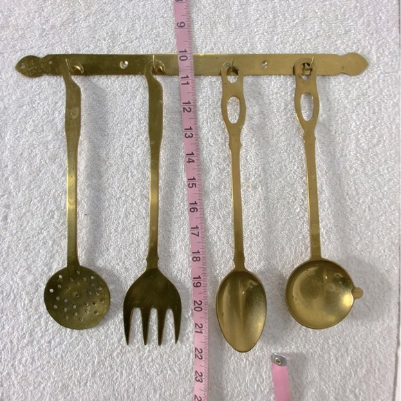 Vintage Brass Utensil Set With Hanger Strip - Picture 4 of 7